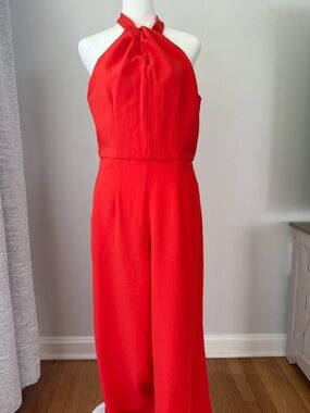 Julia Jordan Red Halter Jumpsuit Wide Leg Size 10 Elegant Formal